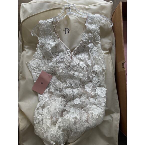 BHLDN Anthropologie Liesel Gown Lace Reversible Ivory/Nude Lining US 14 NWT - Picture 9 of 12